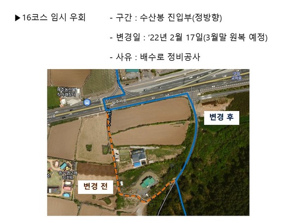 제주 올레 16코스 우회도. 제주 올레 제공