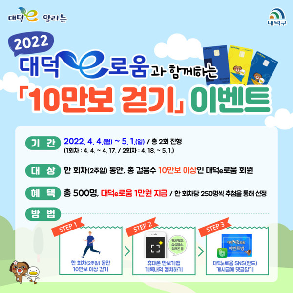 대전 대덕구 ‘10만보 걷기’ 대덕e로움 사용자 이벤트. 대덕구 제공