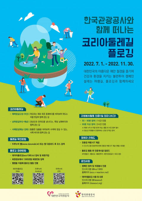 한국중앙자원봉사센터, '코리아둘레길' 플로깅 캠페인